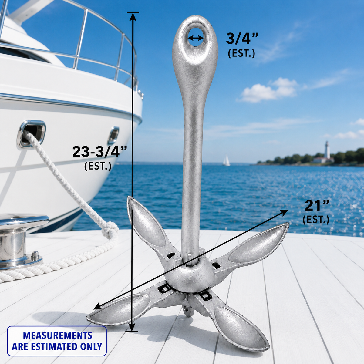 Hot Dipped Galvanized Folding Grapnel Anchor, Marine Boat Anchor for Yacht, Docking, Kayak, Canoe, Jet Ski, Dinghy, and Small Boat Use