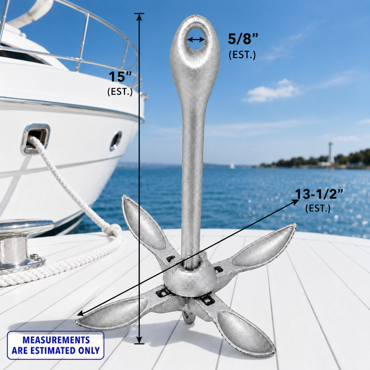 Hot Dipped Galvanized Folding Grapnel Anchor, Marine Boat Anchor for Yacht, Docking, Kayak, Canoe, Jet Ski, Dinghy, and Small Boat Use