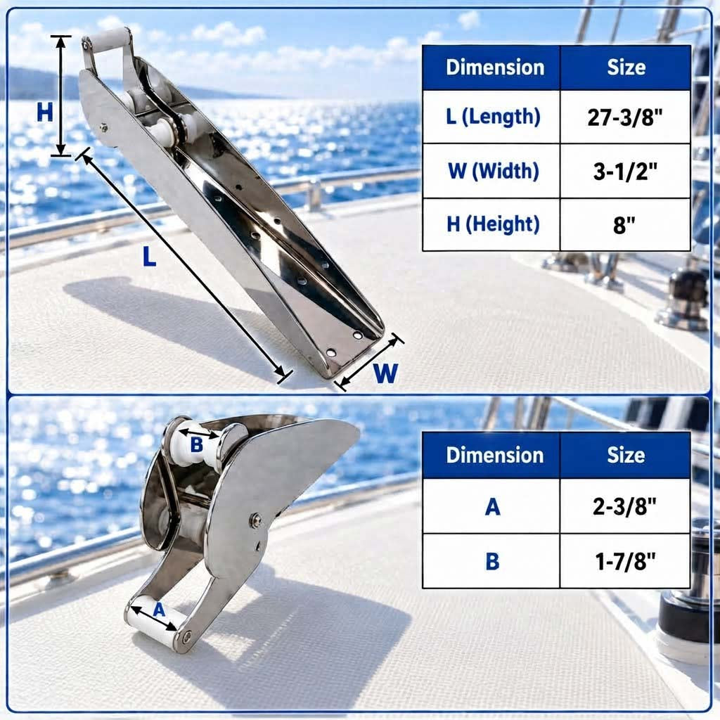 Marine Boat T316 Stainless Steel Anchor Bow Roller, Marine Grade Boat Anchor Roller for Yacht, Docking, and Bow Hardware