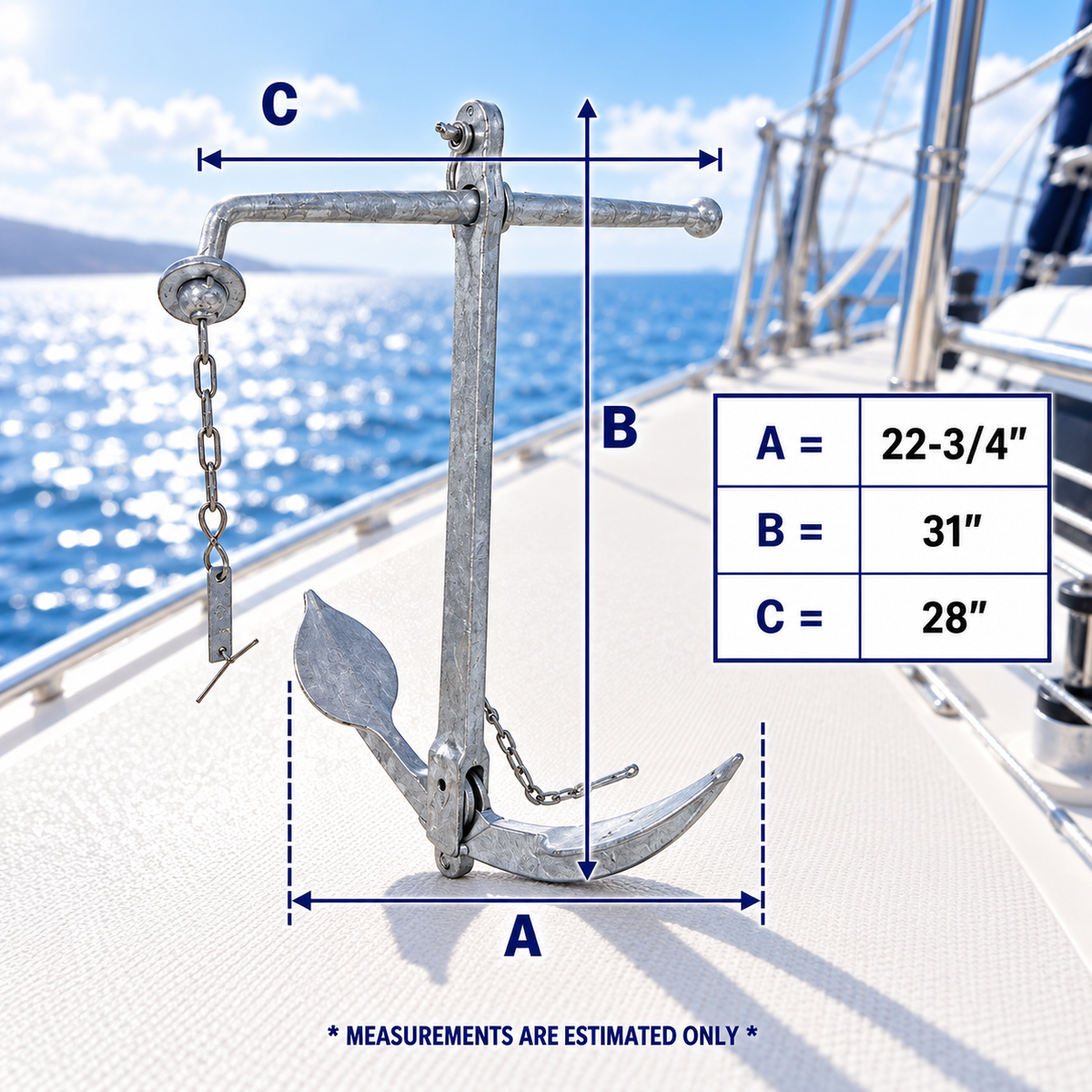 Hot Dipped Galvanized Foldable Admiralty Anchor, Boat Foldable Kedge Anchor for Yacht, Sailboat, Docking, and Mooring