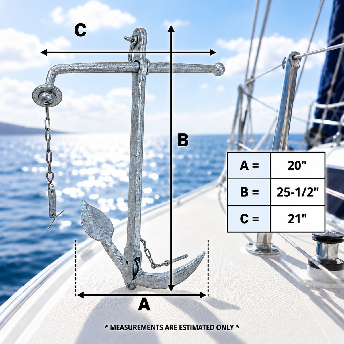Hot Dipped Galvanized Foldable Admiralty Anchor, Boat Foldable Kedge Anchor for Yacht, Sailboat, Docking, and Mooring