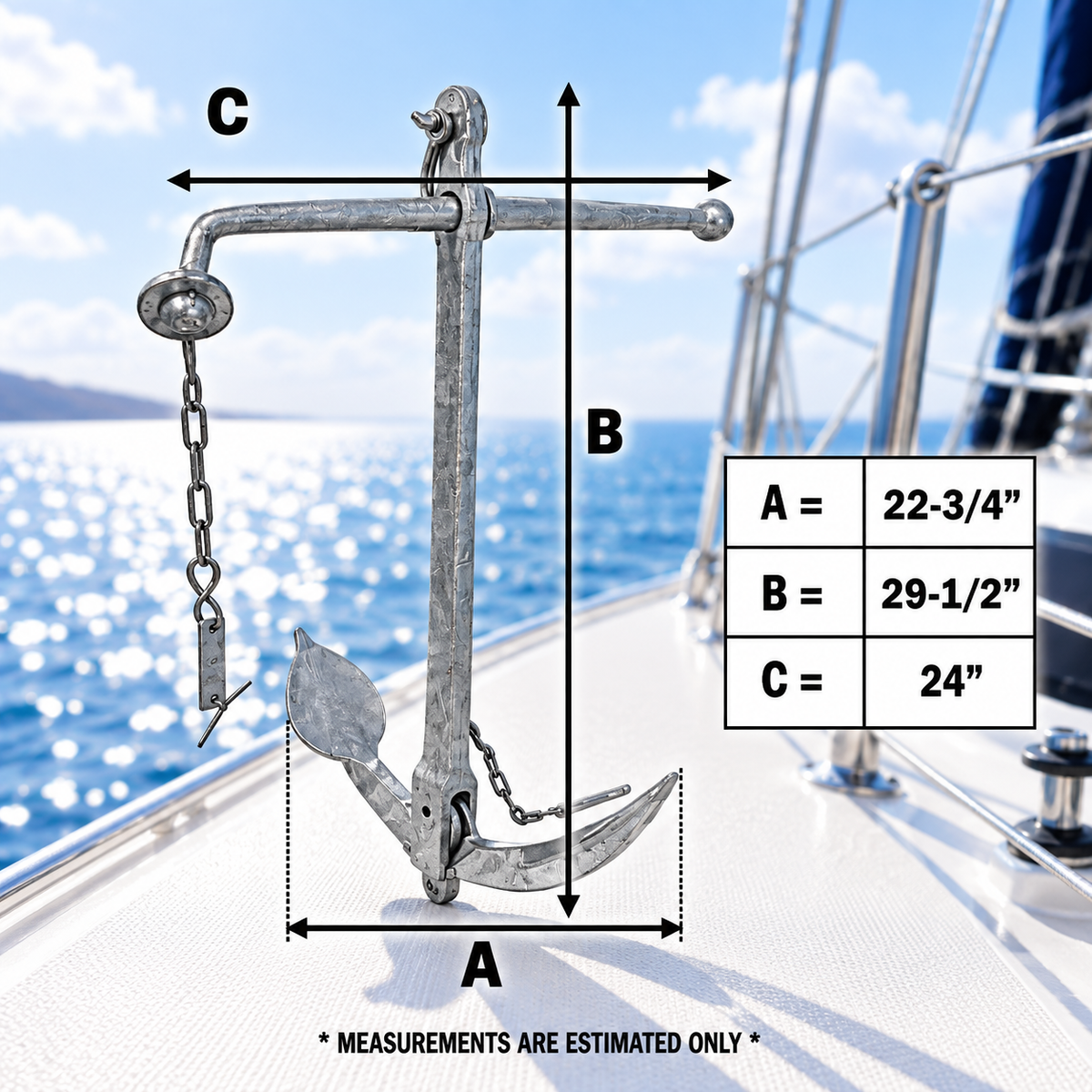 Hot Dipped Galvanized Foldable Admiralty Anchor, Boat Foldable Kedge Anchor for Yacht, Sailboat, Docking, and Mooring