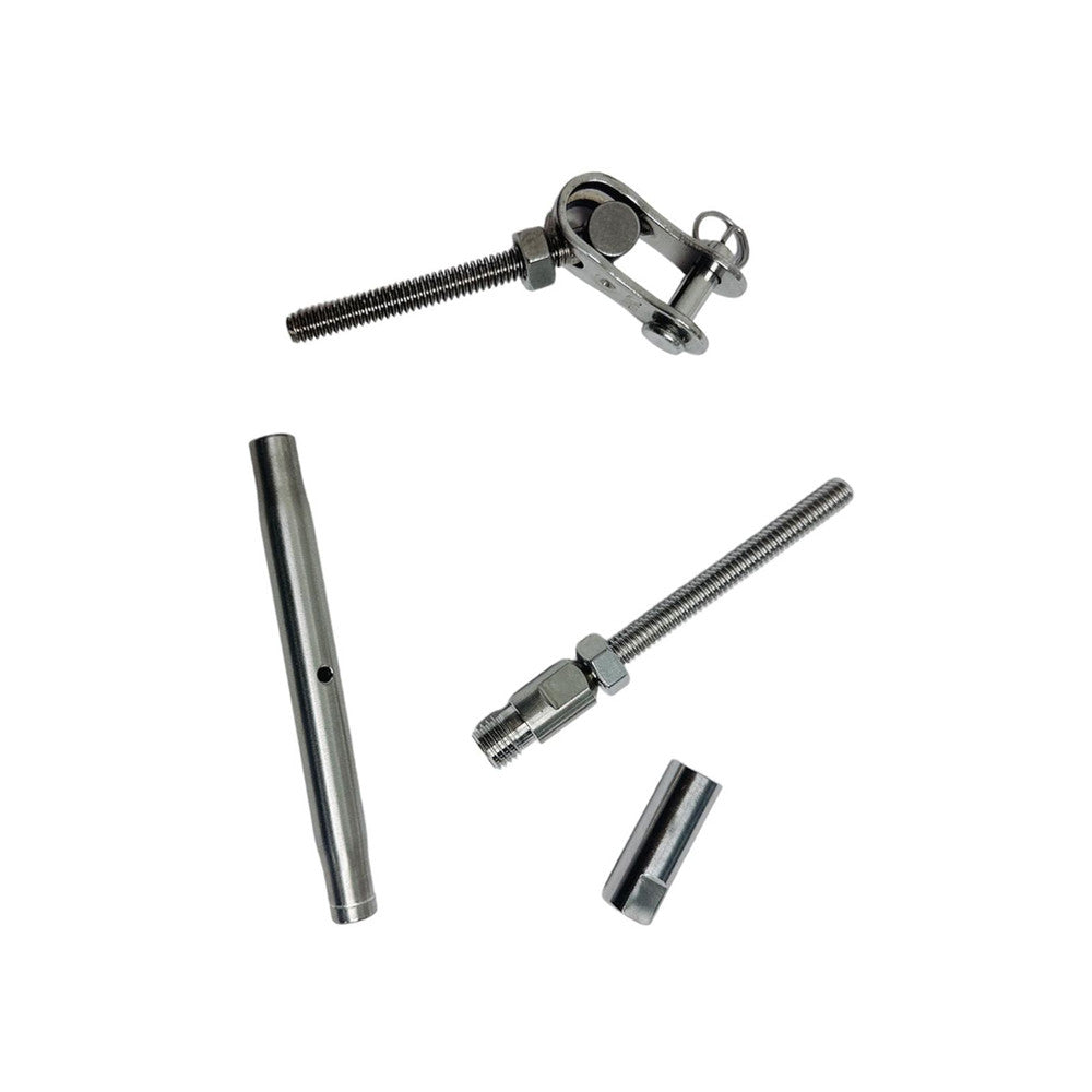 4 Pcs Set Marine T316 Stainless Steel Swageless and Toggle Turnbuckle for Cable Rail, Wire Rope Railing Tensioner for Deck, Stair, Dock