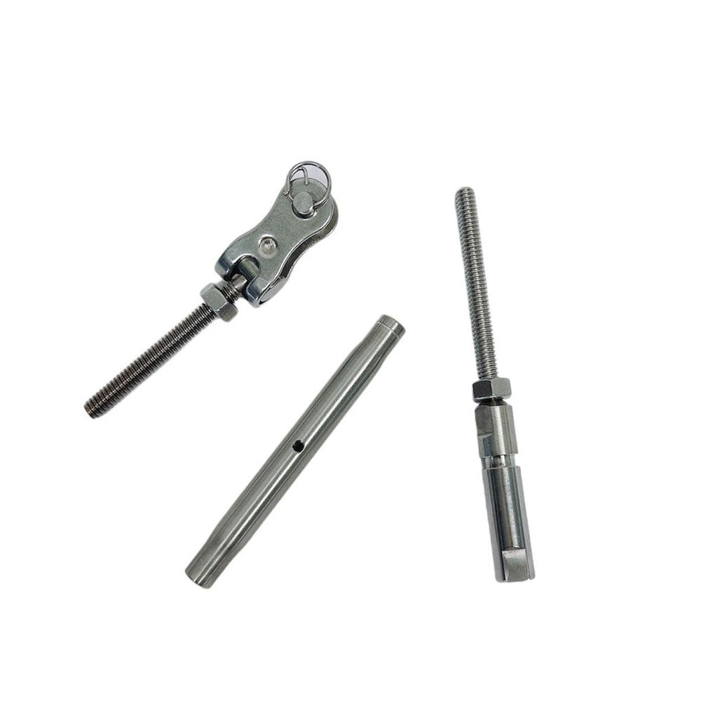 4 Pcs Set Marine T316 Stainless Steel Swageless and Toggle Turnbuckle for Cable Rail, Wire Rope Railing Tensioner for Deck, Stair, Dock