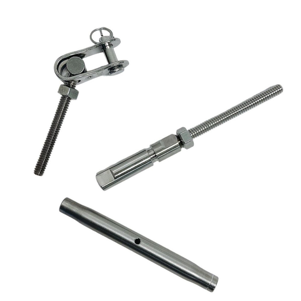 4 Pcs Set Marine T316 Stainless Steel Swageless and Toggle Turnbuckle for Cable Rail, Wire Rope Railing Tensioner for Deck, Stair, Dock