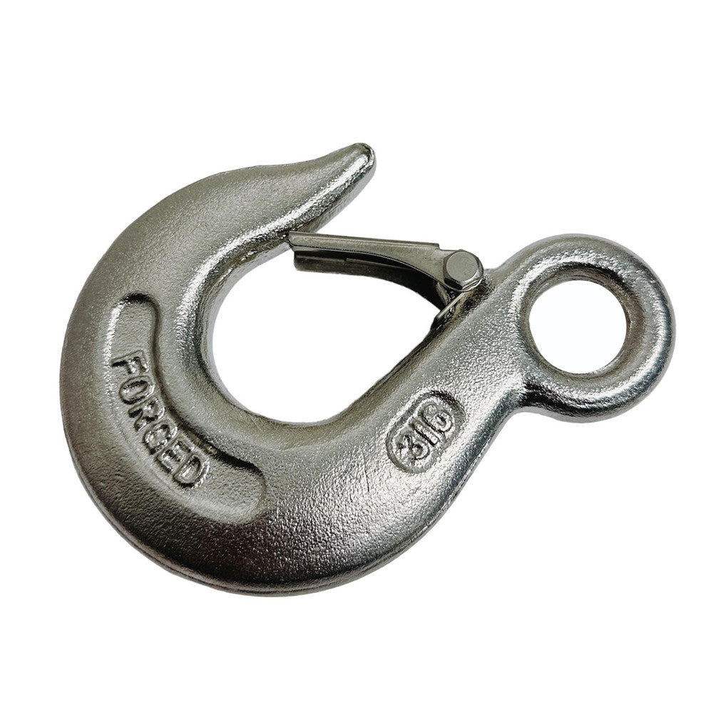 4 Pc Set Marine Drop Forged T316 Stainless Steel Eye Slip Hook, Heavy Duty Rigging Hook for Chain, Rope, Cable, Dock