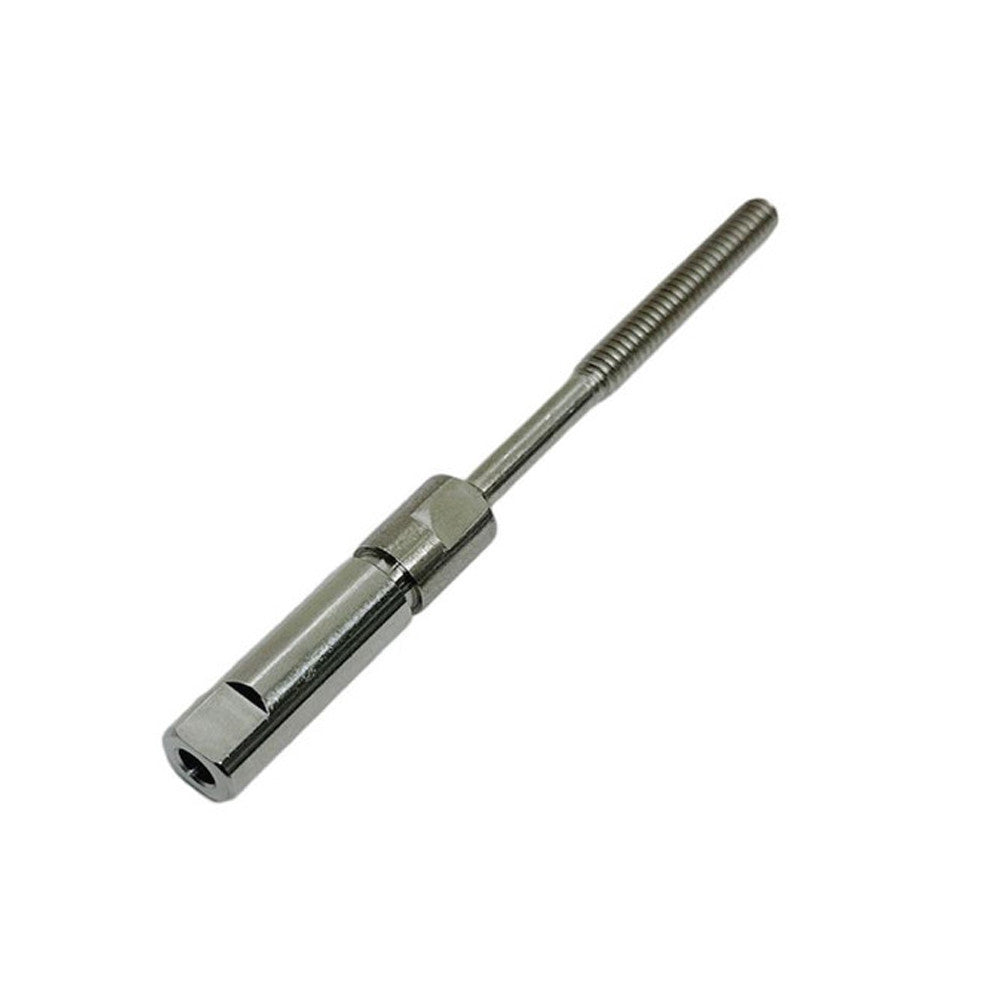 4 Pc Set T316 Stainless Steel Swageless Short Stud with 1/4" Thread for 1/8" and 3/16" Cable Wire, Deck Railing Terminal Fitting