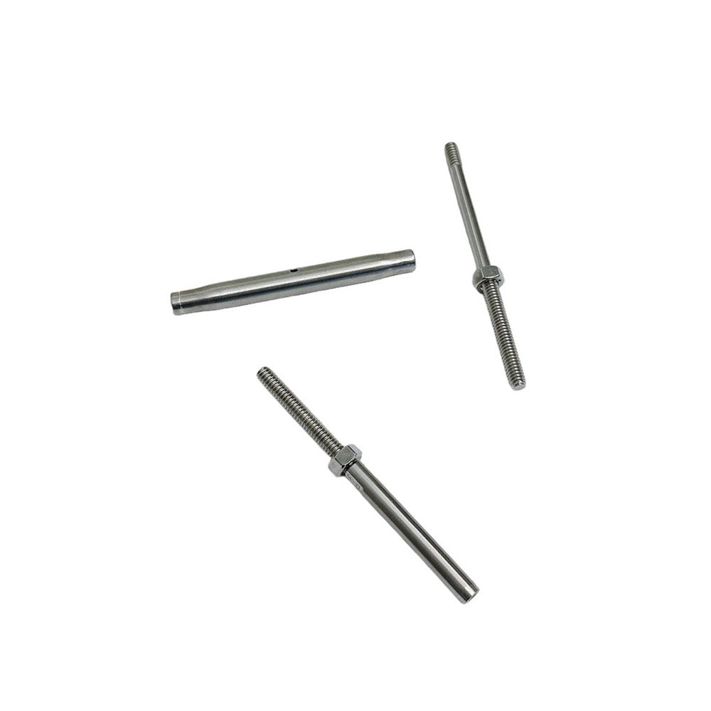 4 Pc Set Marine T316 Stainless Steel Threaded Rod and Swage Stud Turnbuckle, Cable Wire Rope Tensioner