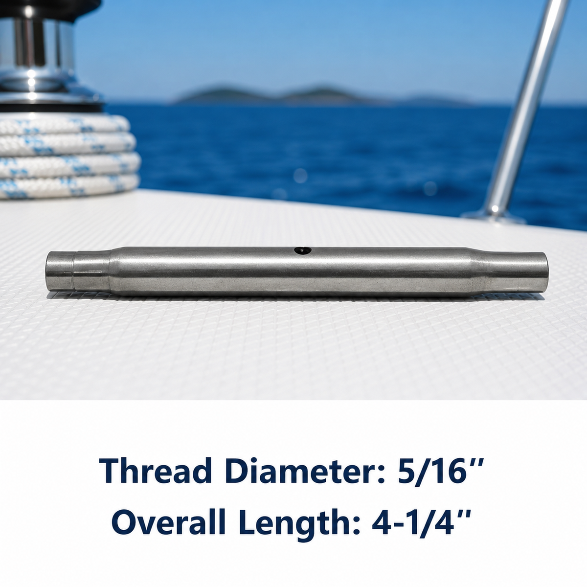 4 Pc Set Marine T316 Stainless Steel Pipe Turnbuckle Body, Cable Wire Rope Tensioner Body for Rigging, Railing, Dock
