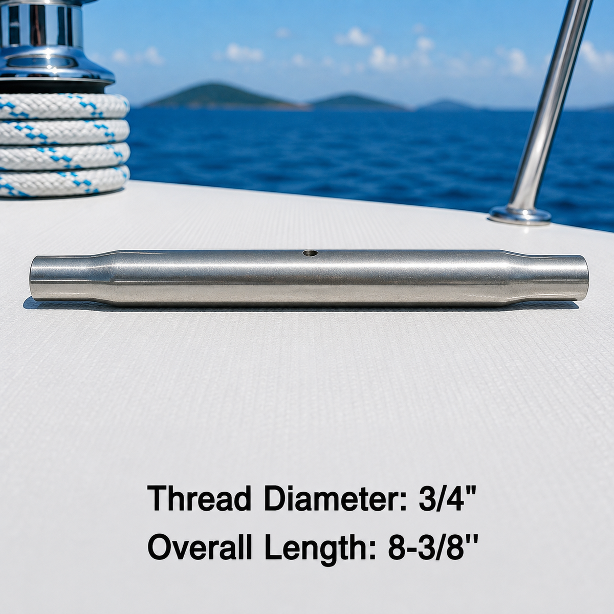 4 Pc Set Marine T316 Stainless Steel Pipe Turnbuckle Body, Cable Wire Rope Tensioner Body for Rigging, Railing, Dock