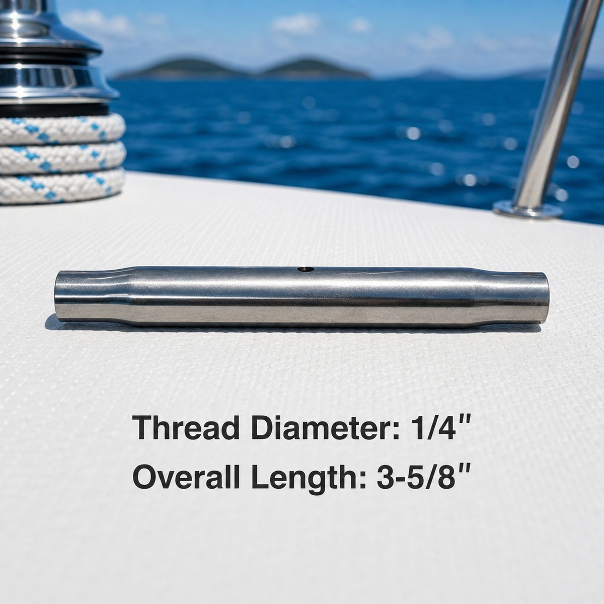 4 Pc Set Marine T316 Stainless Steel Pipe Turnbuckle Body, Cable Wire Rope Tensioner Body for Rigging, Railing, Dock