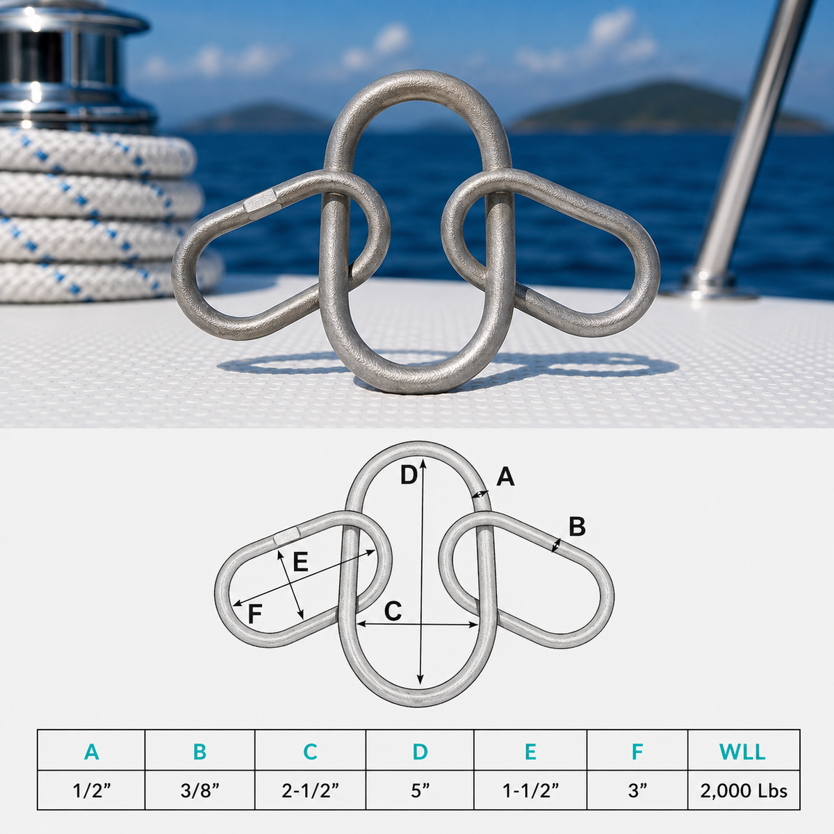 4 Pc Set T316 Stainless Steel Drop Forged Master Link for 2 Legs Chain Sling, Marine Rigging Lifting Connector Link for Chain and Hardware