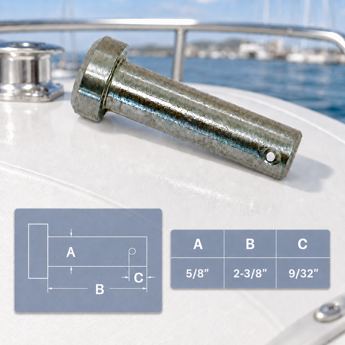 5 Pc Set Marine 316 Stainless Steel Clevis Pin, Round Pin Hitch Hardware for Yacht, Sailing, Rigging, and Deck Fittings