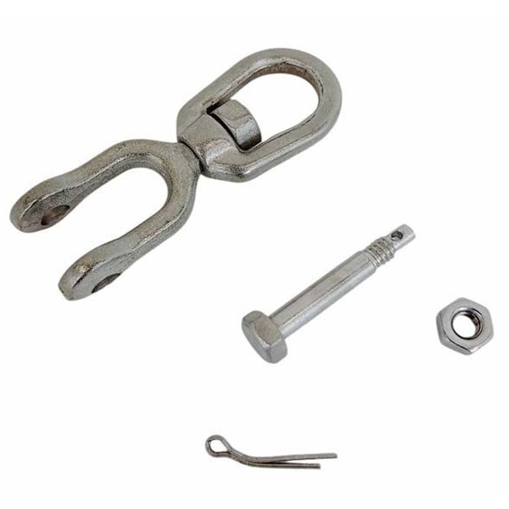 T316 Stainless Steel Drop Forged Mil Spec Jaw & Eye Marine Mooring Swivel, Boat Rigging Connector for Chain, Rope, and Anchor Use
