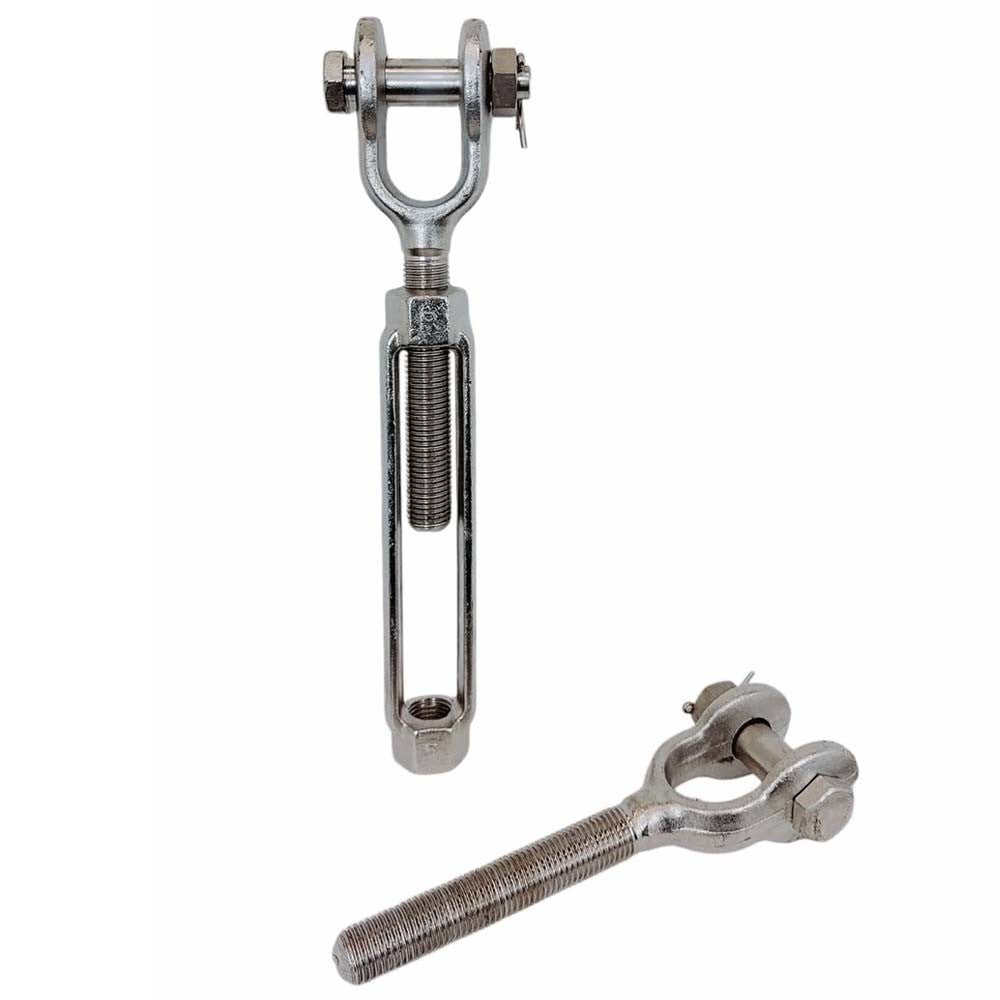T316 Stainless Steel Mil Spec Jaw Jaw Turnbuckle, Marine Grade Rigging Tensioner for Cable, Wire Rope, Chain, and Boat Hardware