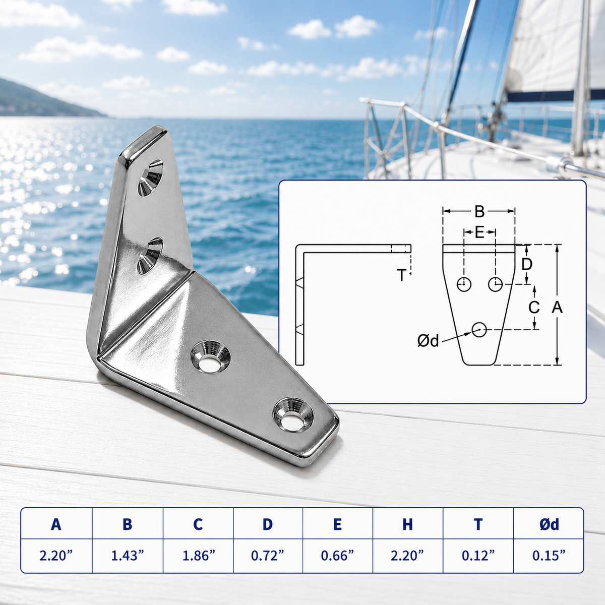 10 Pc Set T316 Stainless Steel Angle Plate for Marine Boat Rigging, Heavy Duty Lifting Hardware Bracket for Dock, Deck, Rope, Chain, and Cable