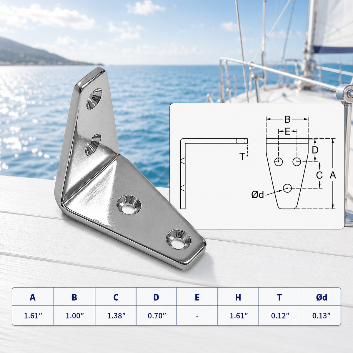 10 Pc Set T316 Stainless Steel Angle Plate for Marine Boat Rigging, Heavy Duty Lifting Hardware Bracket for Dock, Deck, Rope, Chain, and Cable