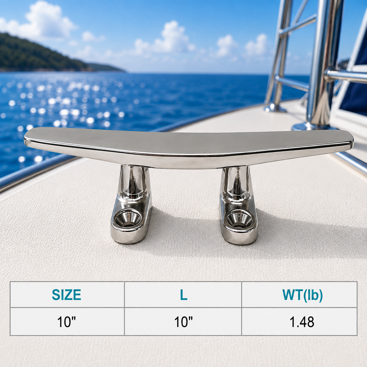 T316 Stainless Steel Flat Top Trimline Dock Cleat for Marine Boat, Rope Tie Down Cleat for Deck, Dock, Yacht, and Mooring Use