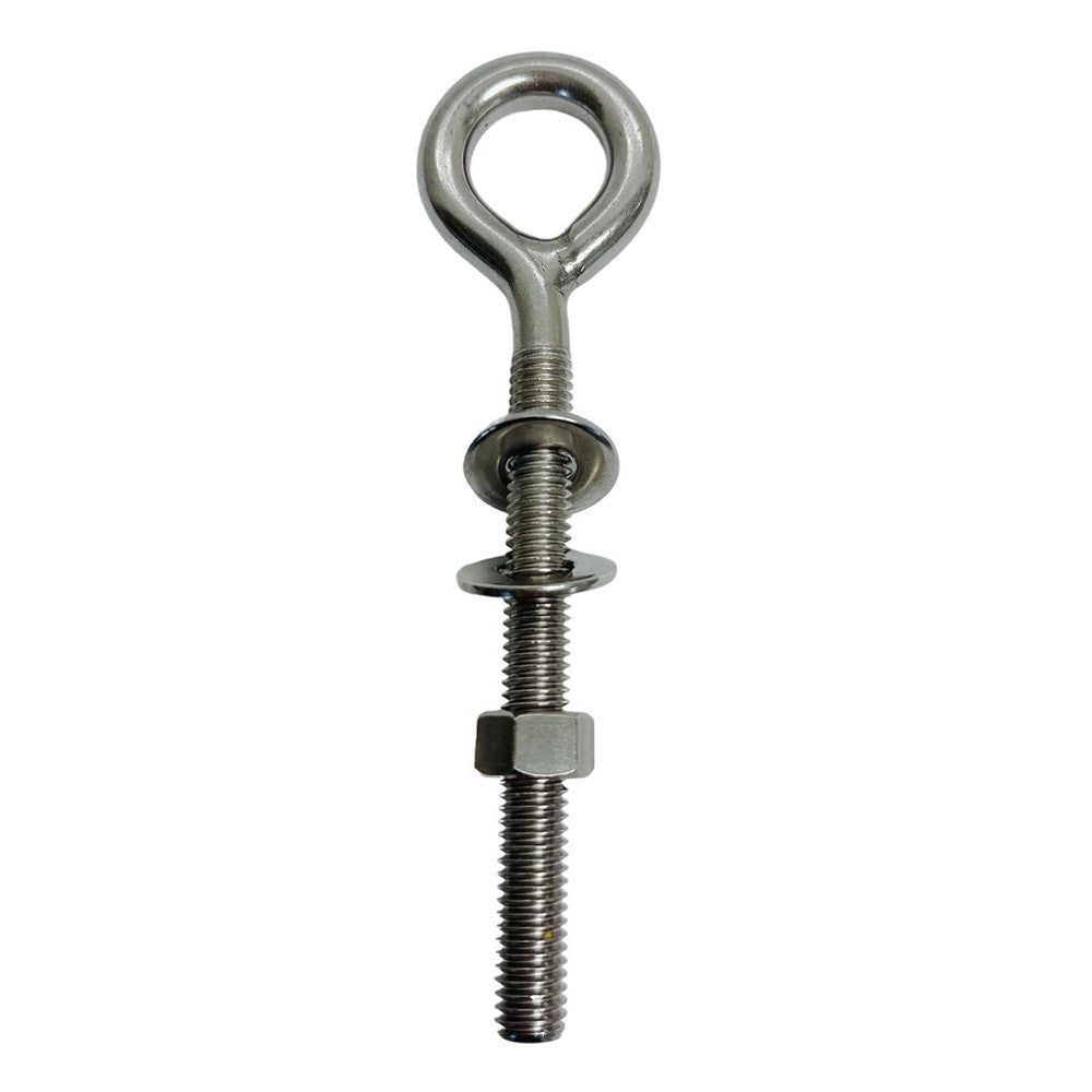 4 Pc Set Marine T316 Stainless Steel Welded Plain Eye Bolt, Rigging Lifting Hardware for Deck, Dock, Cable, Chain, and Rope