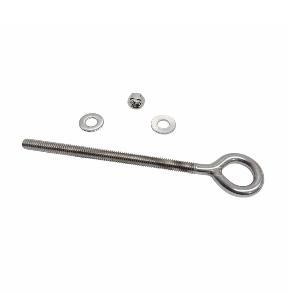 4 Pc Set Marine T316 Stainless Steel Welded Plain Eye Bolt, Rigging Lifting Hardware for Deck, Dock, Cable, Chain, and Rope