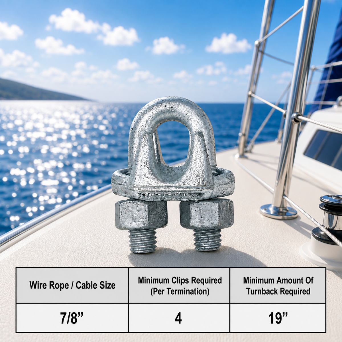 Galvanized Drop Forged Steel Wire Rope Clips, Marine Cable Clamps for Rigging, Cable Railing, Rope Loop Ends, Boat, Dock, and Outdoor Use