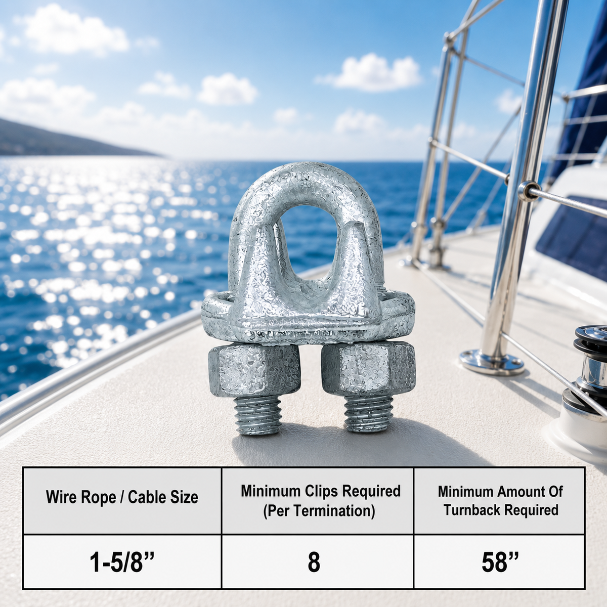 Galvanized Drop Forged Steel Wire Rope Clips, Marine Cable Clamps for Rigging, Cable Railing, Rope Loop Ends, Boat, Dock, and Outdoor Use