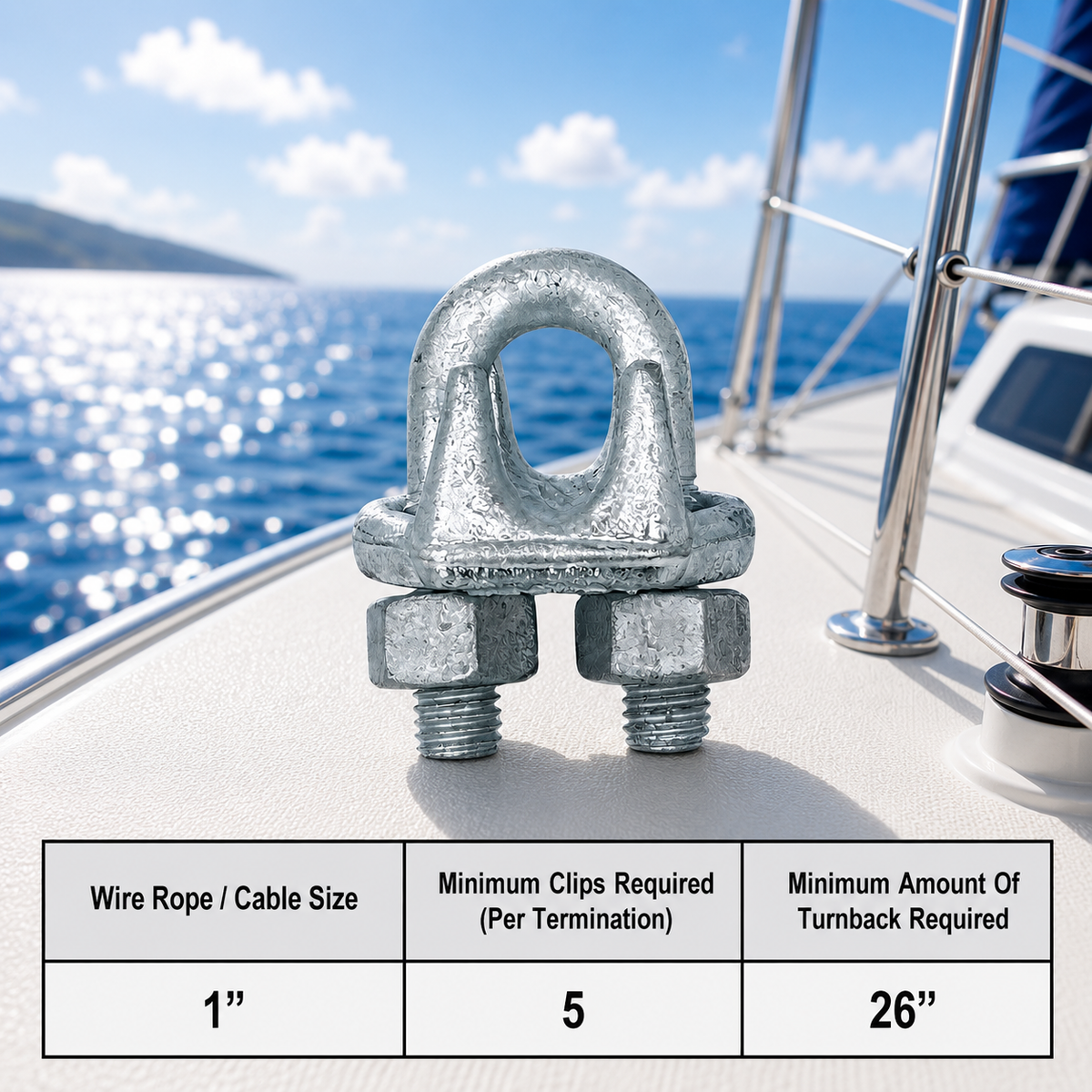 Galvanized Drop Forged Steel Wire Rope Clips, Marine Cable Clamps for Rigging, Cable Railing, Rope Loop Ends, Boat, Dock, and Outdoor Use