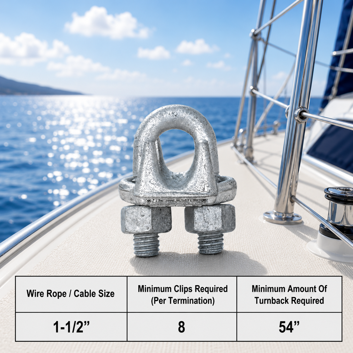 Galvanized Drop Forged Steel Wire Rope Clips, Marine Cable Clamps for Rigging, Cable Railing, Rope Loop Ends, Boat, Dock, and Outdoor Use