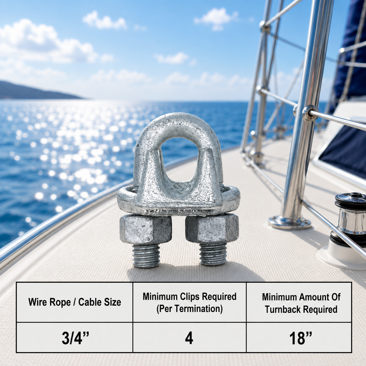 Galvanized Drop Forged Steel Wire Rope Clips, Marine Cable Clamps for Rigging, Cable Railing, Rope Loop Ends, Boat, Dock, and Outdoor Use