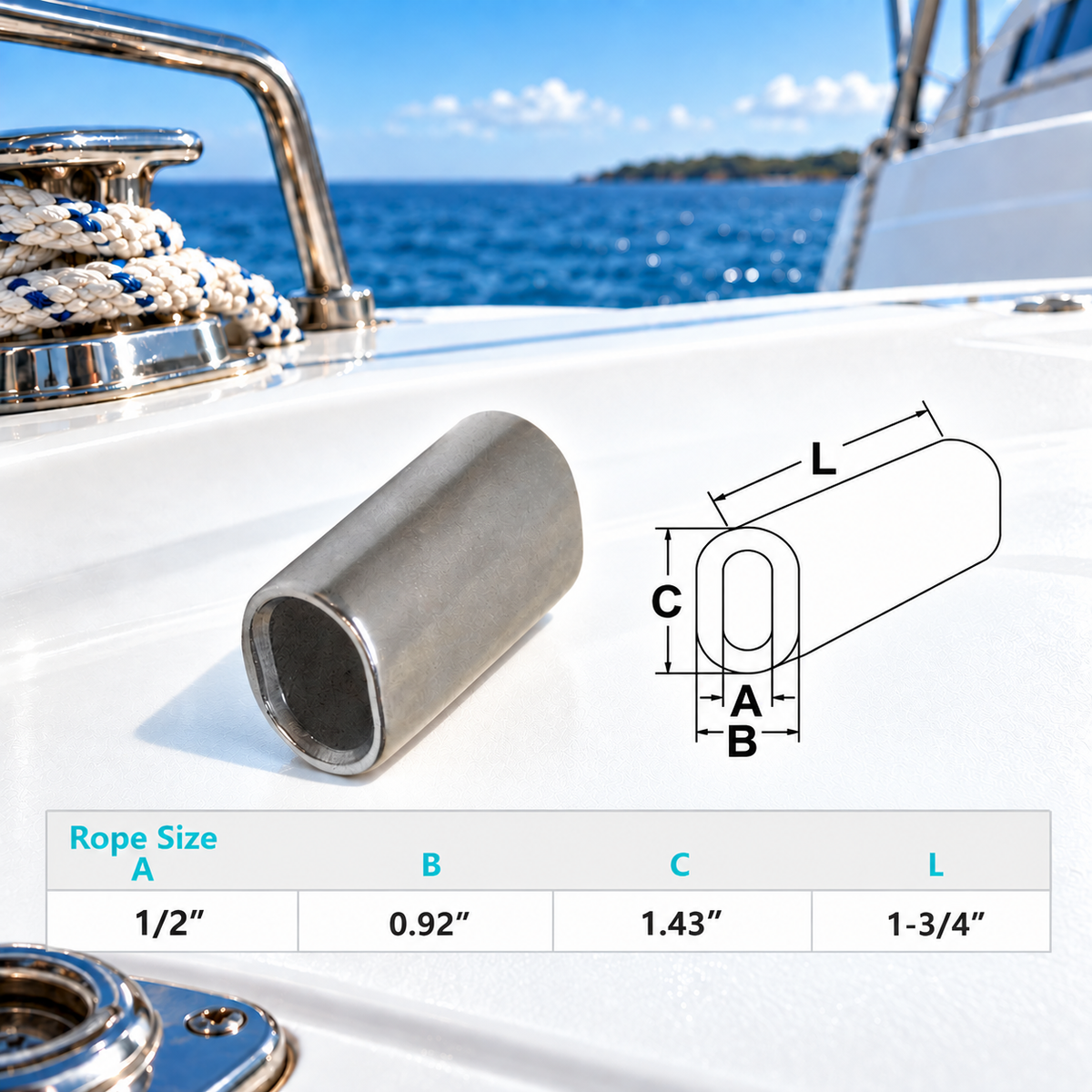 10 Pc Set T316 Stainless Steel Wire Rope Oval Sleeves with Chamfer, Cable Crimp Sleeves for 1/16" to 1/2" Wire Rope