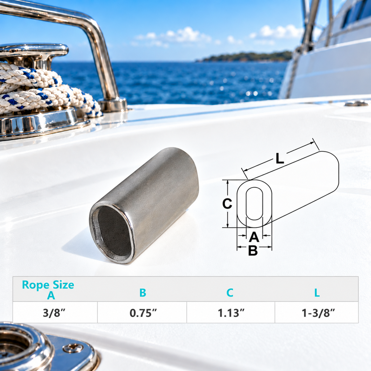 10 Pc Set T316 Stainless Steel Wire Rope Oval Sleeves with Chamfer, Cable Crimp Sleeves for 1/16" to 1/2" Wire Rope