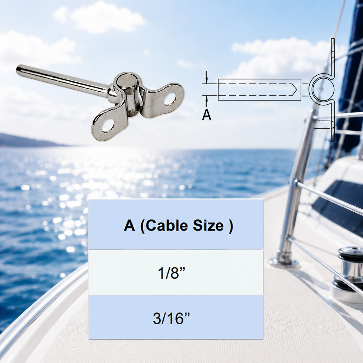 5 Pc Set Stainless Steel T316 Deck Toggle Tensioner Terminal for 1/8" and 3/16" Cable Railing Systems