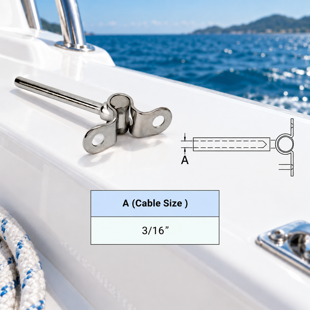 5 Pc Set Stainless Steel T316 Deck Toggle Tensioner Terminal for 1/8" and 3/16" Cable Railing Systems