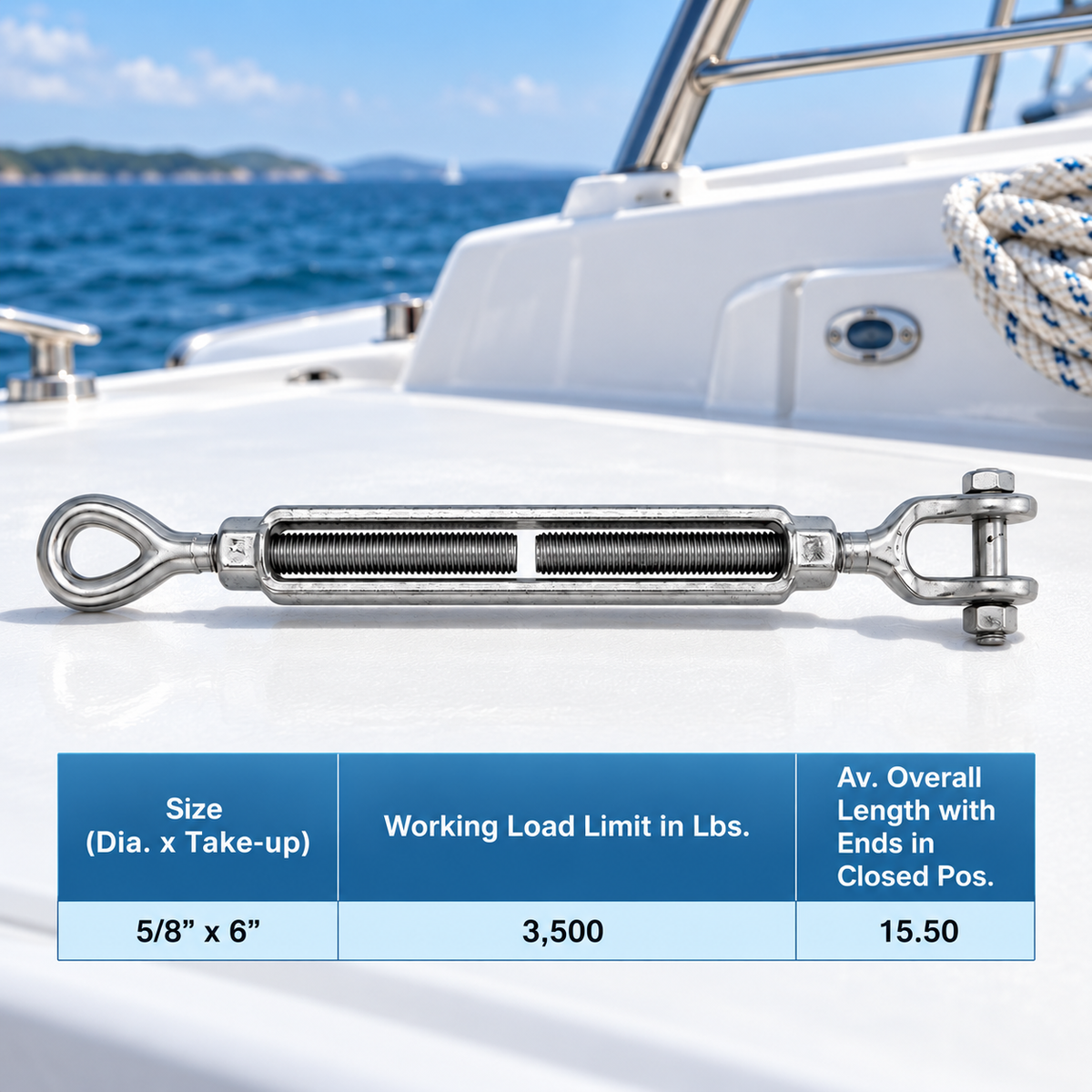 Galvanized Drop Forged Turnbuckle, Hook Eye, Jaw Eye, Hook Hook, Jaw Jaw, and Eye Eye Rigging Tensioner
