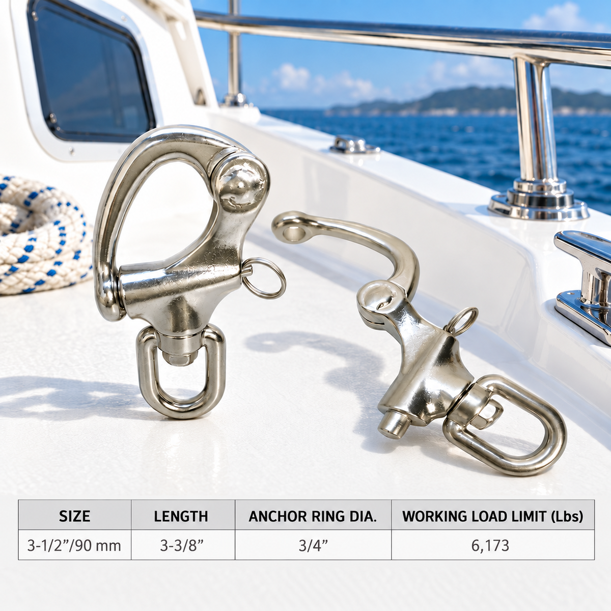 5 Pc Set Marine Stainless Steel 316 Swivel Eye Snap Shackle, Boat Anchor Shackle for Rope, Chain, Cable, and Rigging