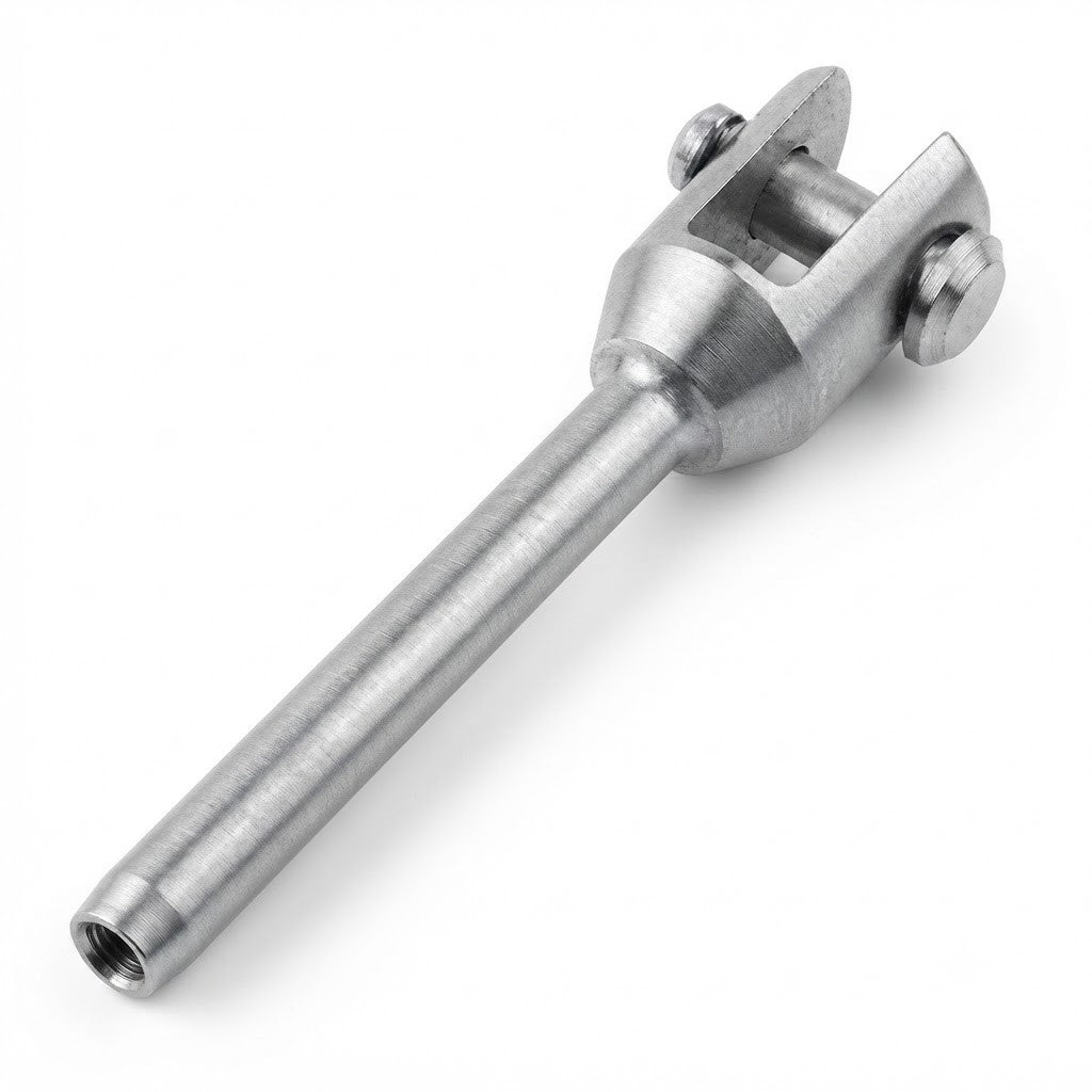 4 Pc Set T316 Stainless Steel Machined Swage Fork Terminal, Cable Wire Railing End Fitting for Marine, Deck, Stair, Rigging Use