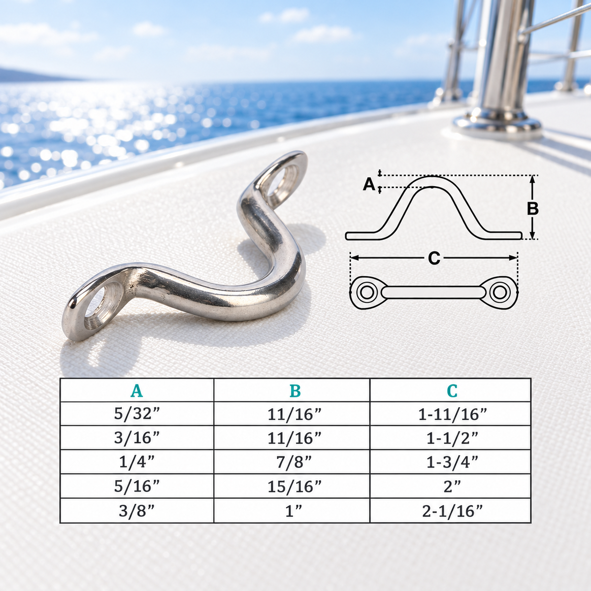 10 Pc T304 Stainless Steel Wire Eye Strap, Marine Wire Saddle for Rope, Cable, Boat, Dock, Deck, and Outdoor Hardware