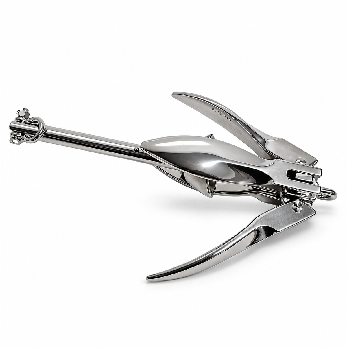 Marine T316 Stainless Steel Folding Anchor, Folding Grapnel Boat Anchor for Fishing, Kayak, Yacht, Dinghy, and Dock Use