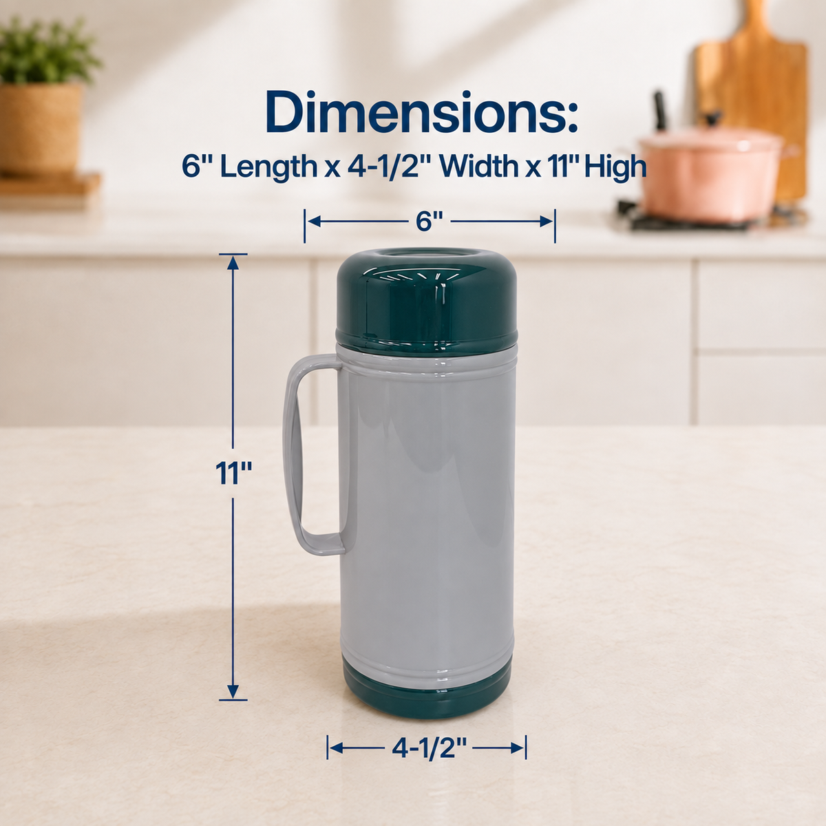 1L (33 oz) Insulated Food Jar, Double Lid Vacuum Insulated Food Container, Leakproof Thermal Lunch Jar for Soup