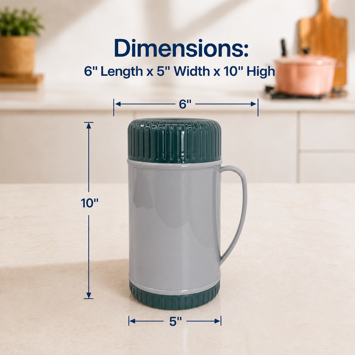 1.6L /56 oz Insulated Food Jar, Double Lid Vacuum Insulated Food Container, Leakproof Thermal Lunch Jar for Soup