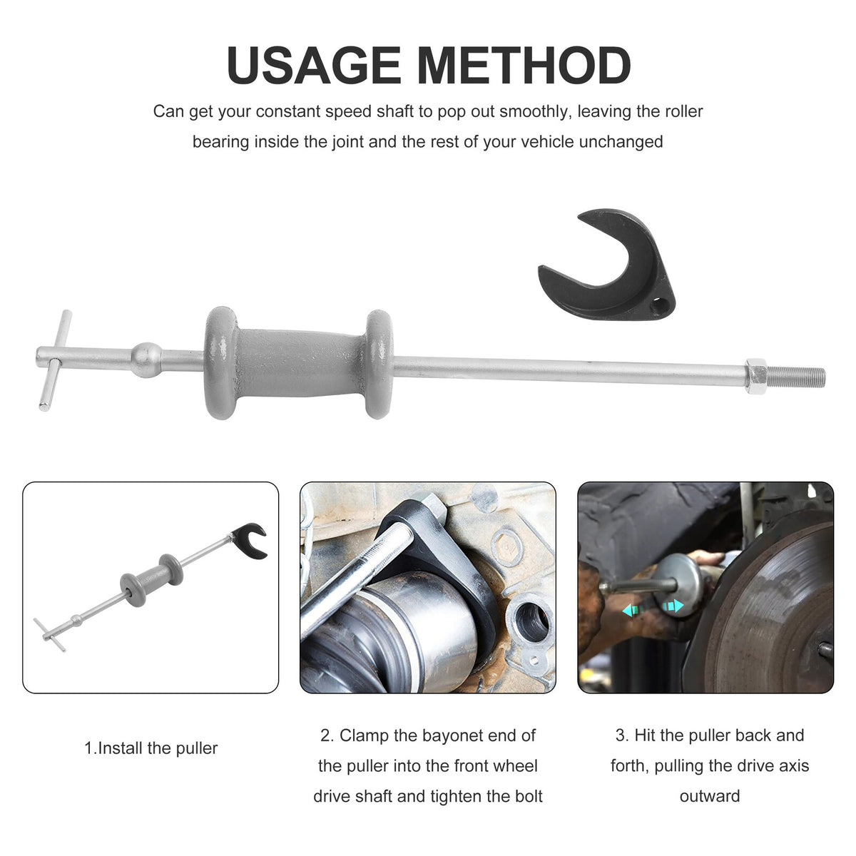 CV Joint Puller Fork Tool for Axle Removal, Slide Hammer Attachment for Automotive Drivetrain Repair