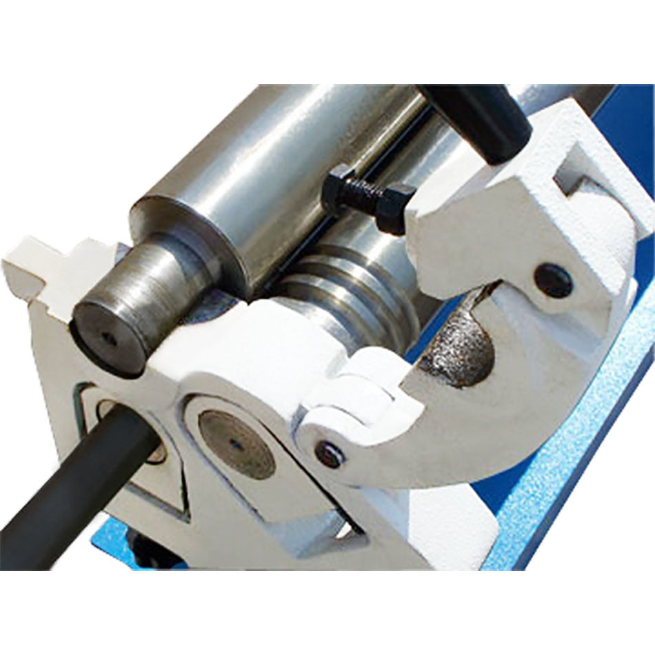 Manual slip roll forming machine with 50 inch rollers for 16 gauge metal.