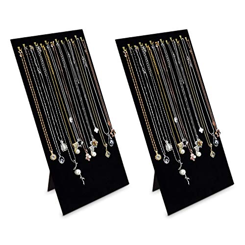 7-1/2''W x 14''H Black Velvet 7 Hook Easel Stand Necklace Chain Jewelry Display