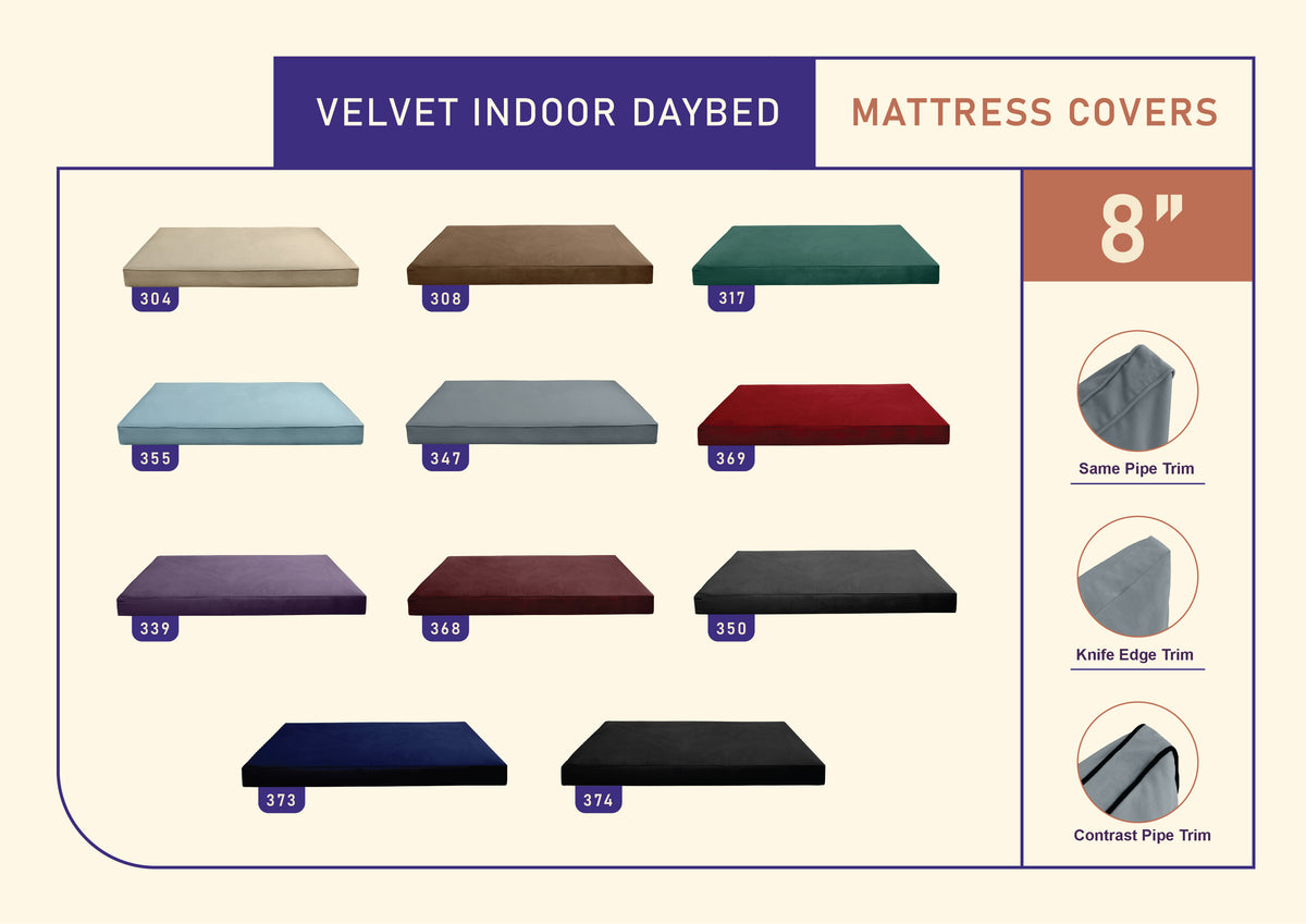8" Thickness Velvet Indoor Daybed Mattress Fitted Sheet |COVER ONLY|