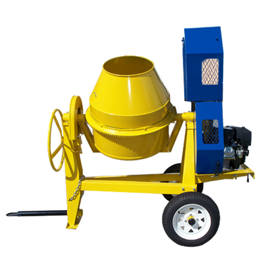 Towable 9 Cubic Feet Cement Mixer 12 Volt Electric Starter Gas Gasoline Tow Concrete 13HP