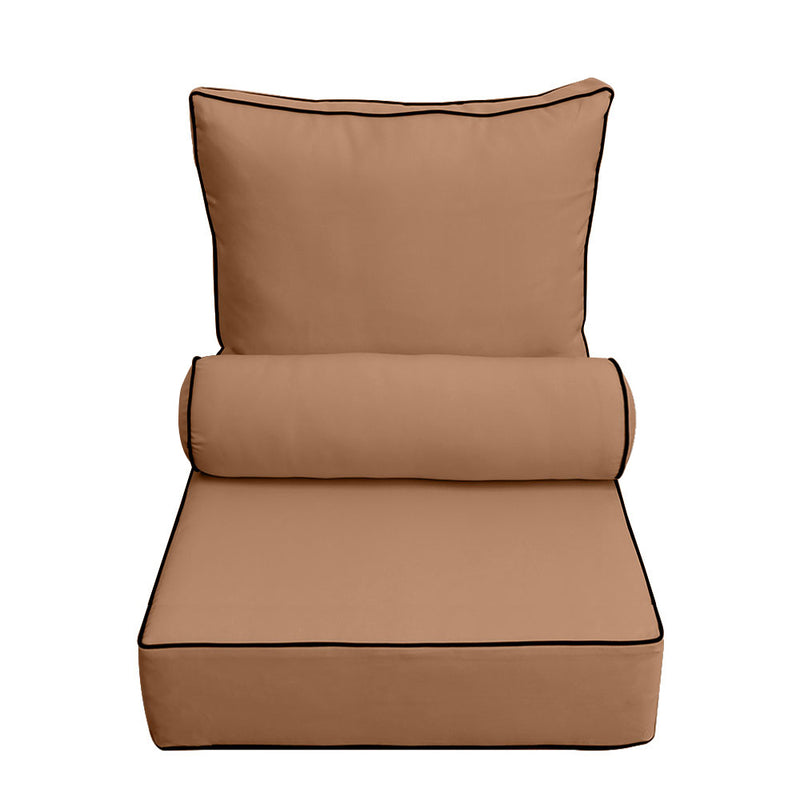 Outdoor Deep Seat Back Rest Bolster Cushion Insert and Slip Cover Set | LARGE SIZE |
