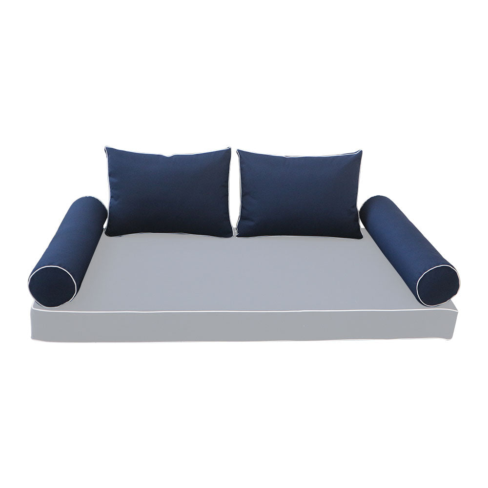 STYLE 1 Pillow & Bolster Cushion for Outdoor Indoor Daybed Porch Swing Bed Twin Size | COVERS ONLY |