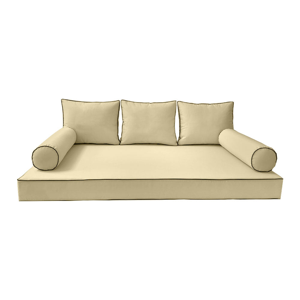 STYLE 3 - Mattress & Pillow Bolster Cushion Cover and Insert for Outdoor Indoor Daybed Porch Swing Bed Twin-XL Size