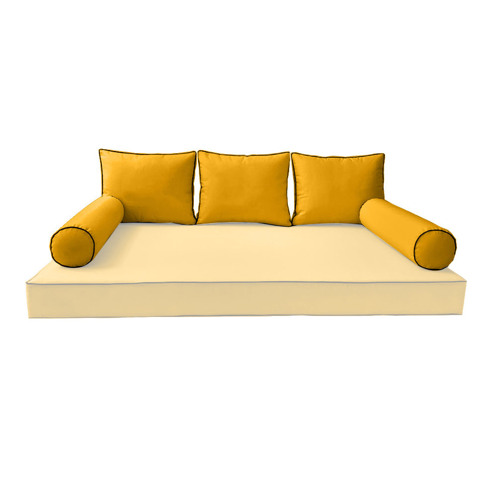 STYLE 3 Pillow & Bolster Cushion for Outdoor Indoor Daybed Porch Swing Bed Queen Size | COVERS ONLY |