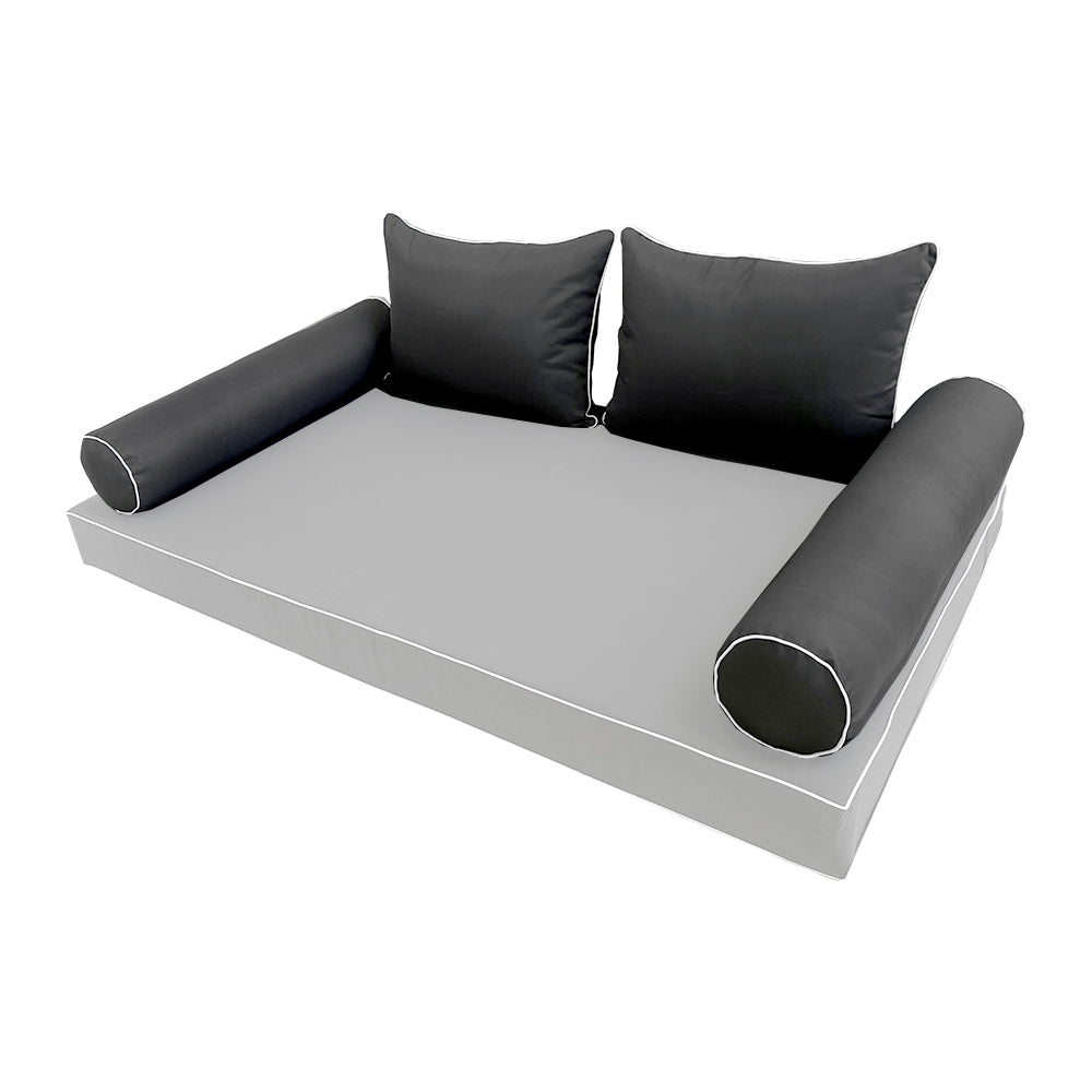 STYLE 4 Pillow & Bolster Cushion for Outdoor Indoor Daybed Porch Swing Bed Full Size | COVERS ONLY |